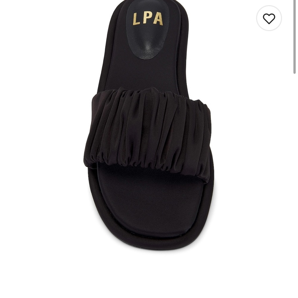 LPA Madison Flat Sandal, Black Satin